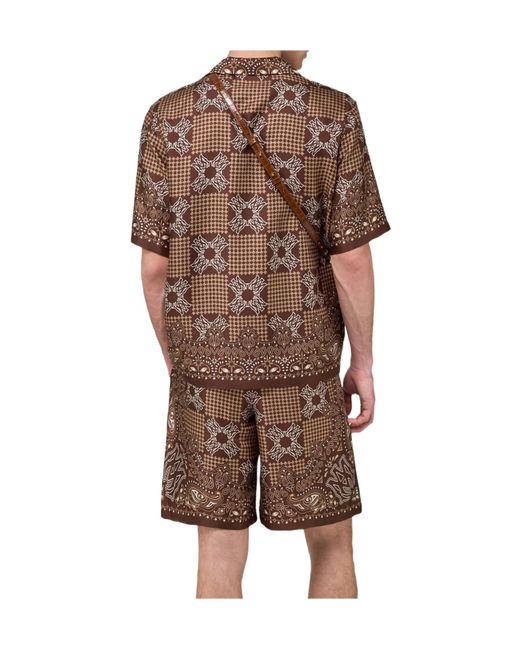 Amiri Brown Geometric Print Bowling Shirt for men