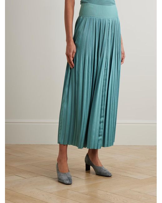 Joseph Blue Rabat Pleated Midi Skirt
