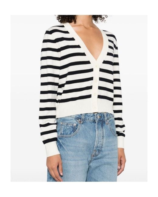 A.P.C. White Galle Striped Button Cardigan