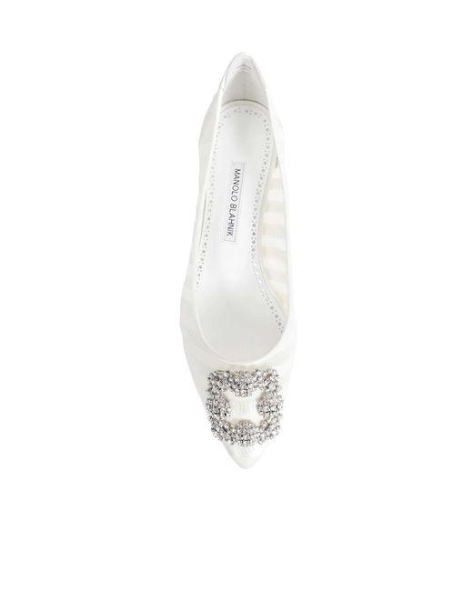 Manolo Blahnik White Pointed-Toe High Heels