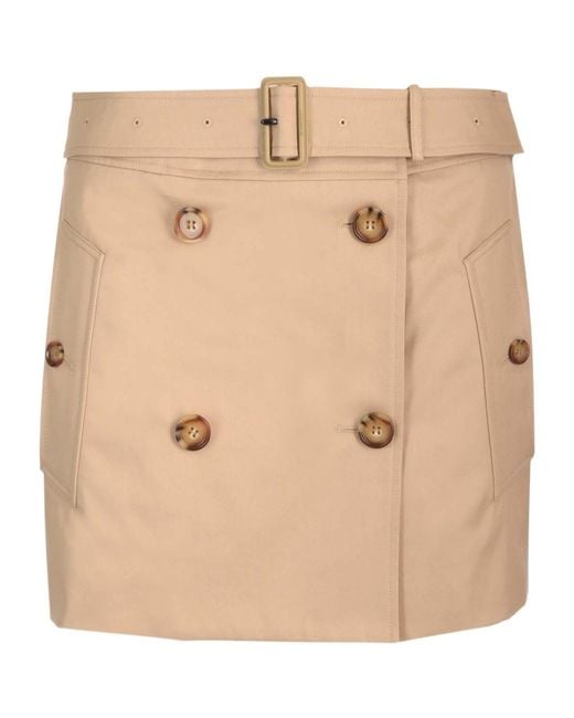 Burberry Natural Belted-Waist Mini Skirt