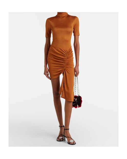 Christopher Esber Brown Fusion Ruched Minidress