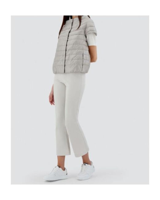 Herno Gray Quilted Short-Sleeved Down Jacket