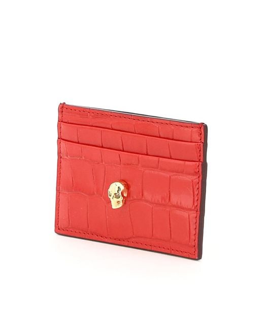 McQueen Red Skull Embossed Cardholder
