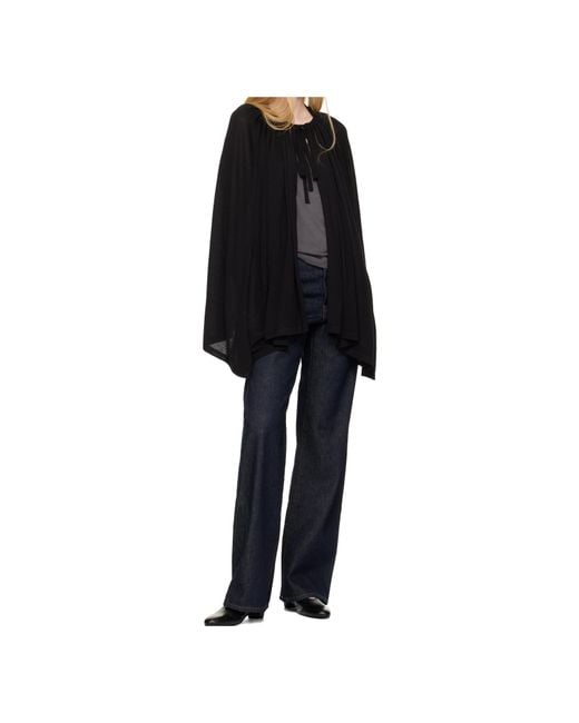 Totême  Black Totême Gathered Drawstring Cape