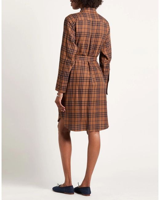 Burberry Brown Printed Long Sleeve Shirt Dress