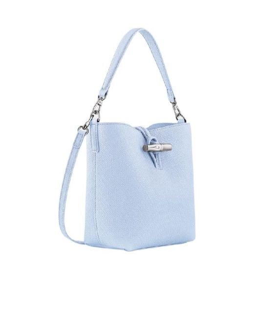 Longchamp Blue Mini Le Roseau Leather Shoulder Bag