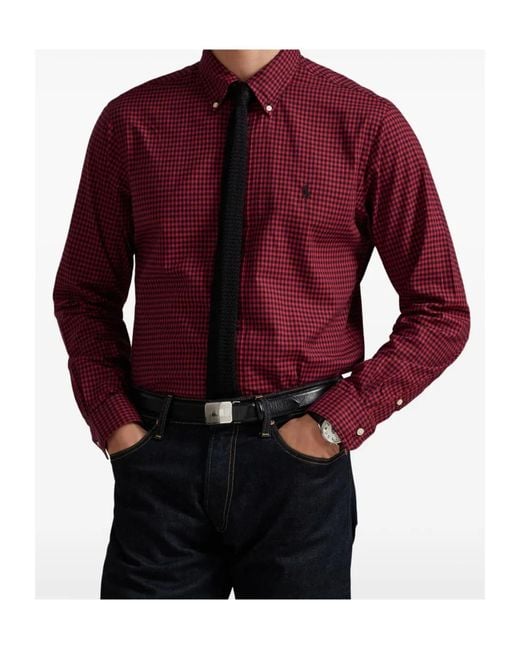 Polo Ralph Lauren Red Gingham-Check Long-Sleeve Shirt for men