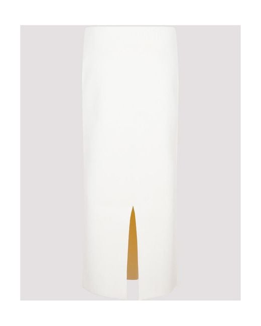 Jil Sander White Mid Rise Wrap Midi Skirt