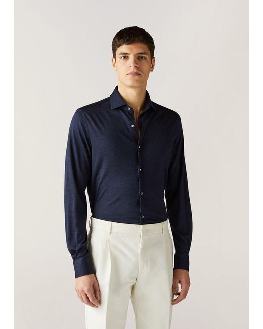 Loro Piana Blue Logo Long-Sleeved Shirt for men