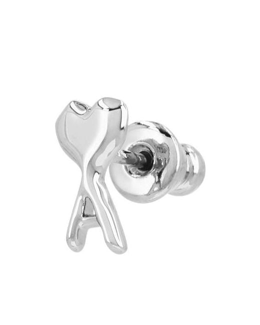 AMI White Ami Ami De Coeur Hammered Earrings for men