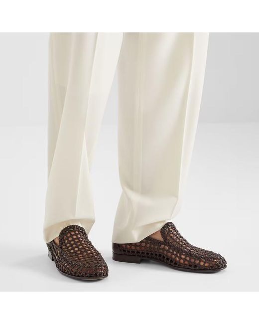 Fendi Black Woven Slip-On Loafers for men