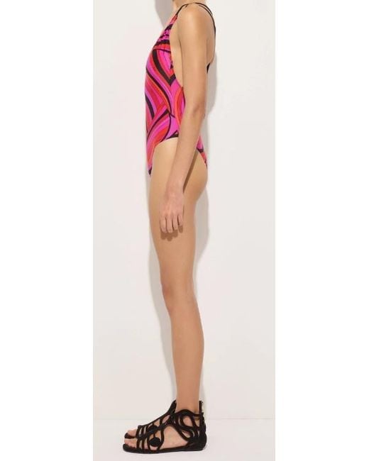 Emilio Pucci Pink Pucci Marmo Printed One-Piece Swimsuit