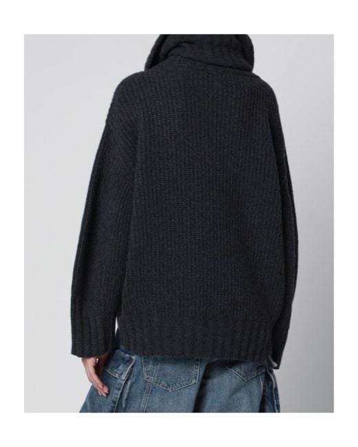 The Attico Blue The Asymmetric Zipped Knitted Jumper