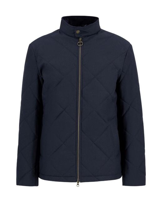 Barbour Blue Quilted Stand-Up Collar Jacket for men