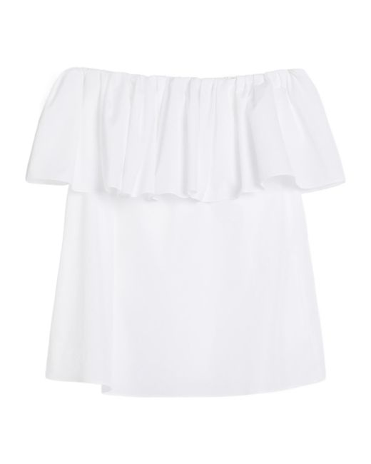 Max Mara White Studio Peccati Ruffled Off-Shoulder Top
