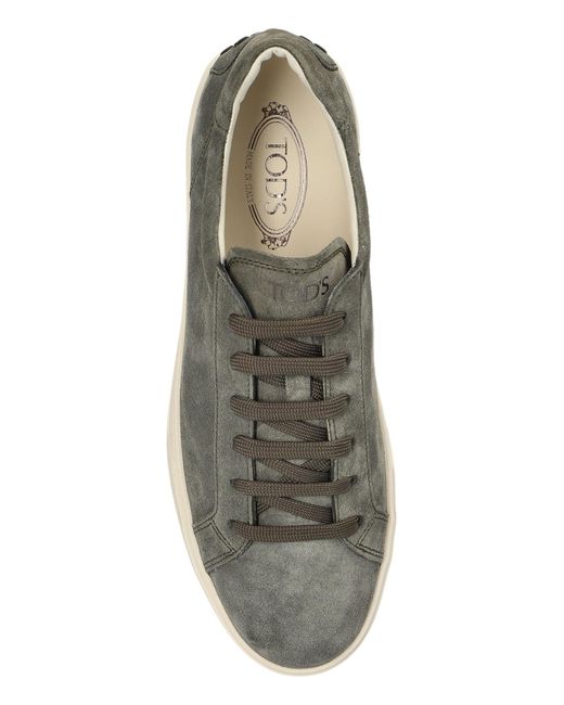 Tod's Green Logo Printed Round Toe Sneakers for men