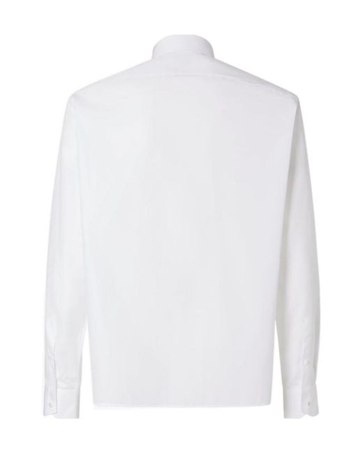 Fendi White Zip-Pocket Logo Printed Shirt for men