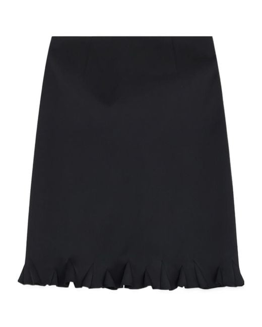 we11done Black Ruffle-Hem Miniskirt