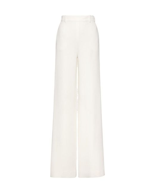 Valentino White High-Waisted Wide-Leg Trousers