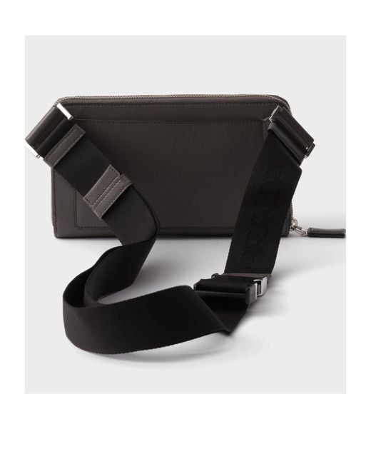 Prada Black Saffiano Leather Belt Bag for men