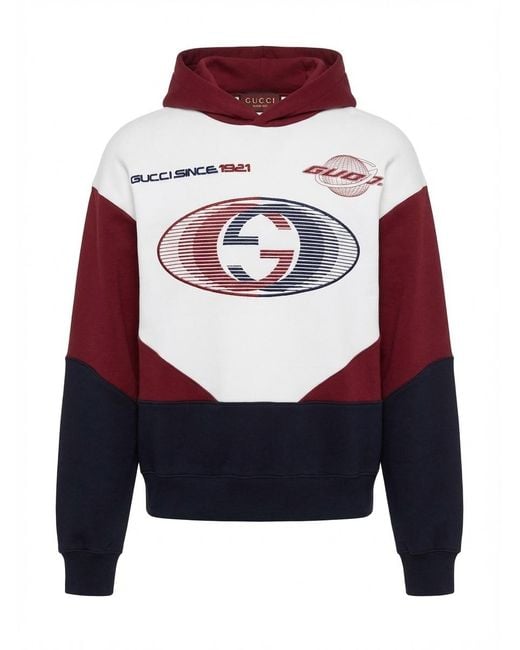 Gucci Blue Cotton Jersey Hooded Sweatshirt for men