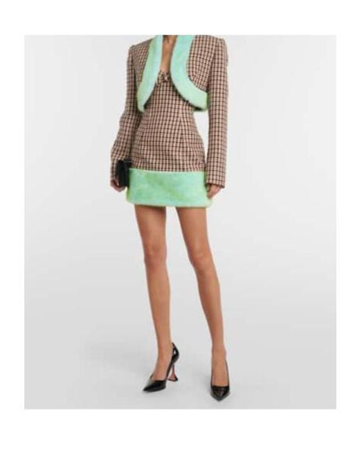 Area Green Cropped Faux Fur-Trimmed Jacket