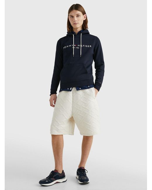 Tommy Hilfiger Black Embroidered Logo Hoodie for men