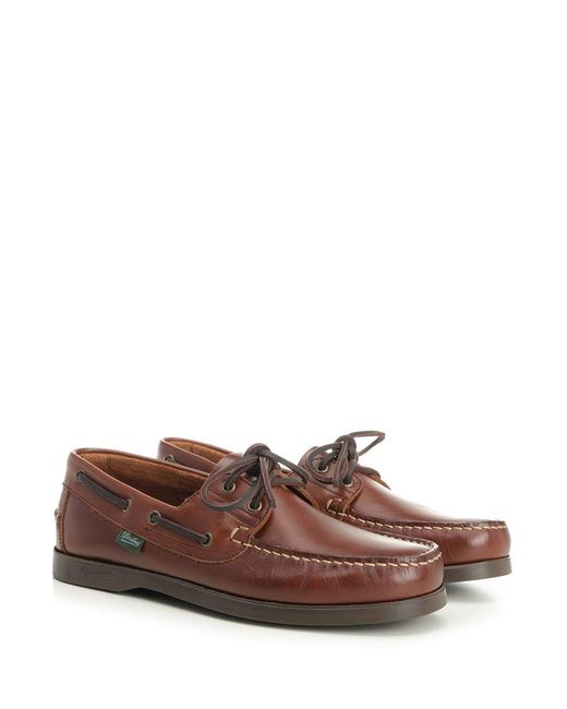 Paraboot Brown Barth Logo Patch Lace-Up Shoes for men