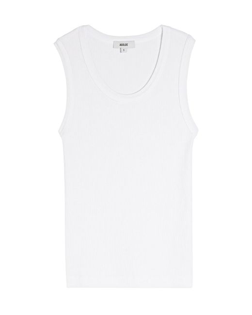 Agolde White Poppy Ribbed Cotton-Blend Tank