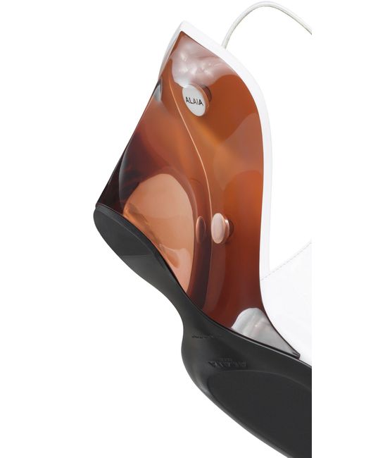 Alaïa White Pointed-Toe Wedge Slingbacks