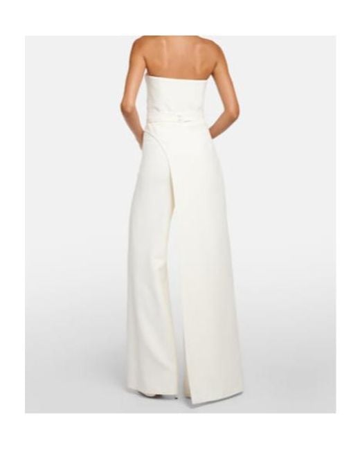 Safiyaa White Bridal Remi Draped Jumpsuit