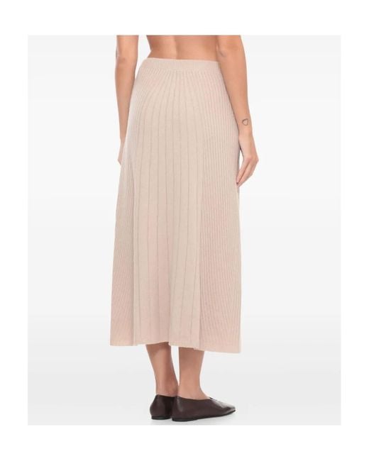 D.exterior Natural Ribbed Midi Skirt