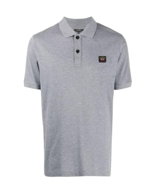 Paul & Shark Gray Logo Patch Polo Shirt for men