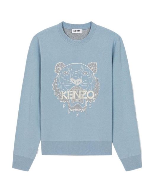 KENZO Blue Embroidered-Design Long-Sleeve Top