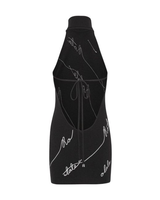 ROTATE BIRGER CHRISTENSEN Black Sequin Logo Mini Dress