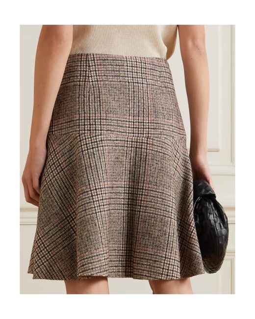 Brunello Cucinelli Natural Check Pleated Mini Skirt
