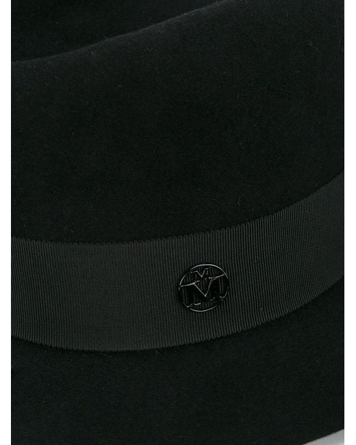 Maison Michel Black Andre Logo Plaque Fedora Hat
