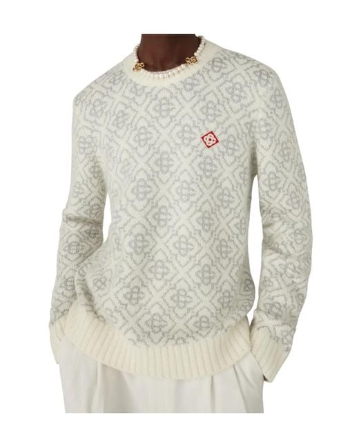 Casablanca White Logo Color-Block Sweater for men
