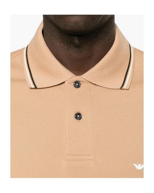 Emporio Armani Natural Logo-Embroidered Tipped Polo Shirt for men