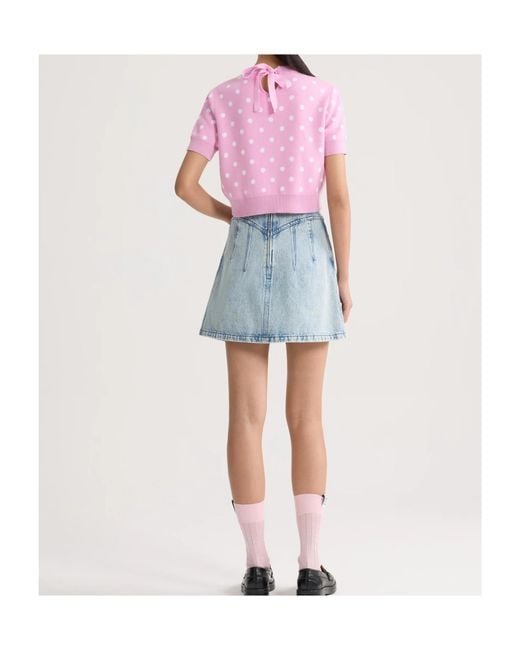 Patou Blue High-Waist A-Line Denim Mini Skirt