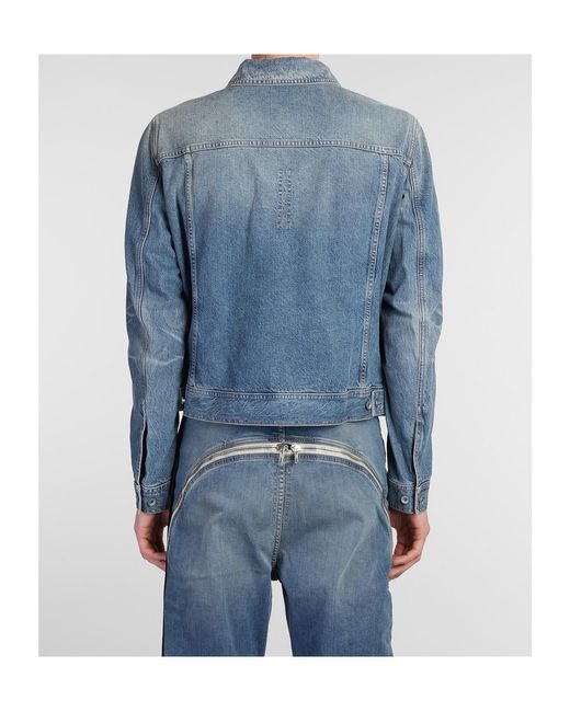 Rick Owens Blue Distressed Trucker Denim Jackets for men