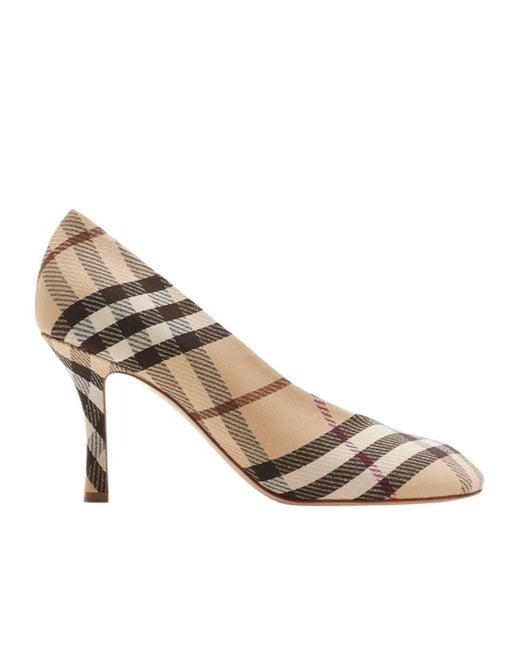 Burberry Natural Vintage Check Square-Toe Baby Pumps