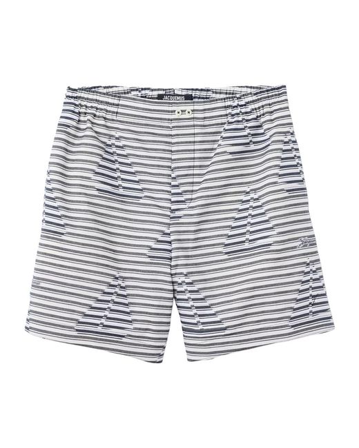 Jacquemus Blue The Caleçon Striped Sailboat-Jacquard Shorts for men