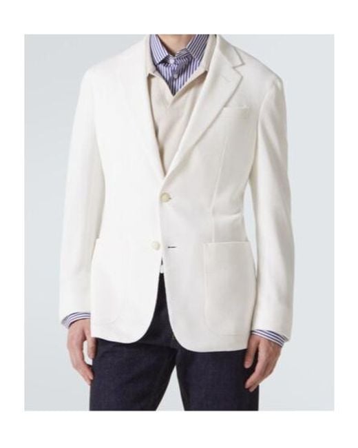 Dunhill White Cotton Piqué Blazer for men