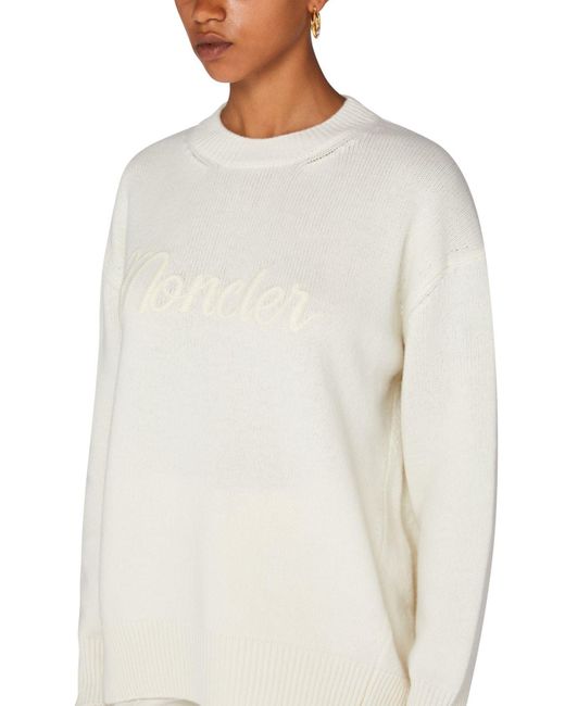 Moncler White Round Neck Sweater