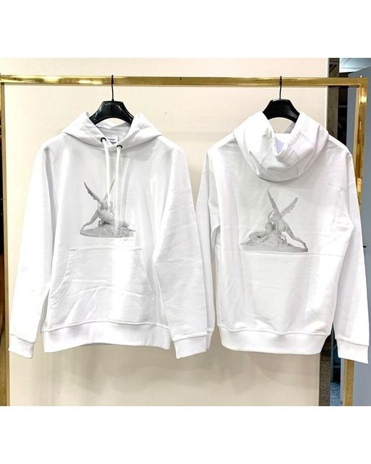 Burberry White Cupid-Print Hoodie for men