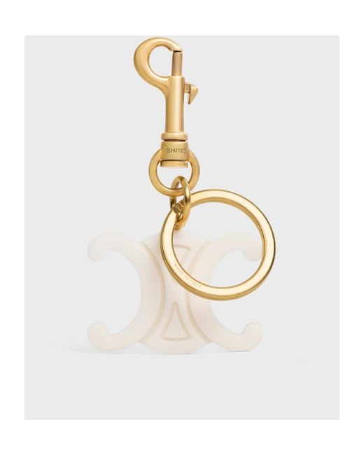 Celine Triomphe Keyring in White | Lyst