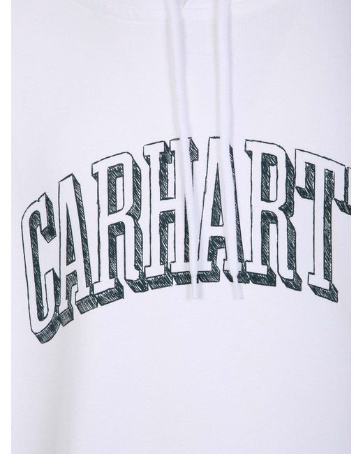 Carhartt White Logo-Printed Drawstring Hoodie for men