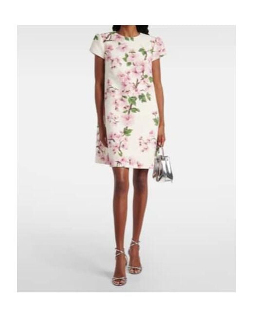 Oscar de la Renta White Floral Cotton-Blend Tweed Minidress